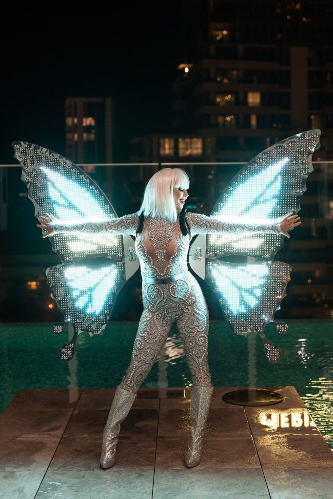 gold coast velvet rope entertainment led wings performer
